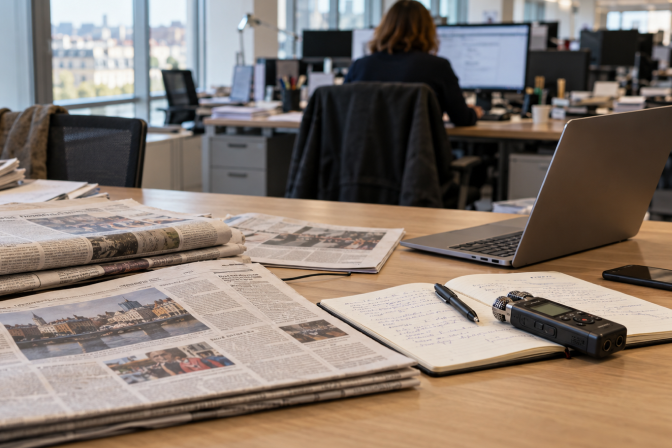 press room with newspapers